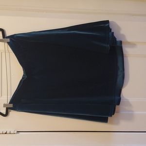 Dark teal velvet skater skirt.